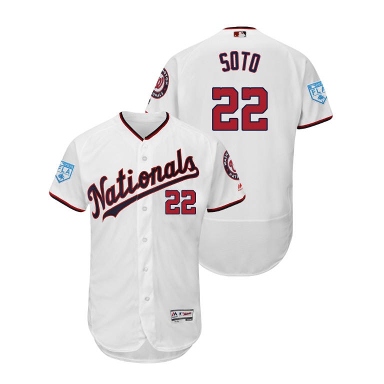 Washington Nationals White #22 Juan Soto Flex Base Jersey 2019 Spring Training Washington Nationals White #22 Juan Soto Flex Base Jersey 2019 Spring Training