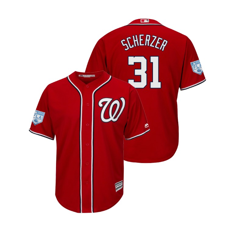Washington Nationals Scarlet #31 Max Scherzer Cool Base Jersey 2019 Spring Training Washington Nationals Scarlet #31 Max Scherzer Cool Base Jersey 2019 Spring Training