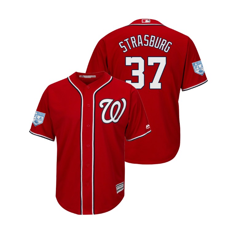 Washington Nationals Scarlet #37 Stephen Strasburg Cool Base Jersey 2019 Spring Training Washington Nationals Scarlet #37 Stephen Strasburg Cool Base Jersey 2019 Spring Training