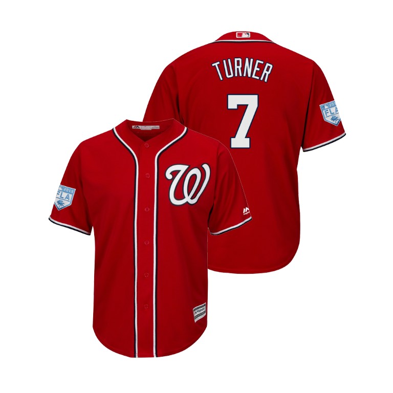 Washington Nationals Scarlet #7 Trea Turner Cool Base Jersey 2019 Spring Training Washington Nationals Scarlet #7 Trea Turner Cool Base Jersey 2019 Spring Training