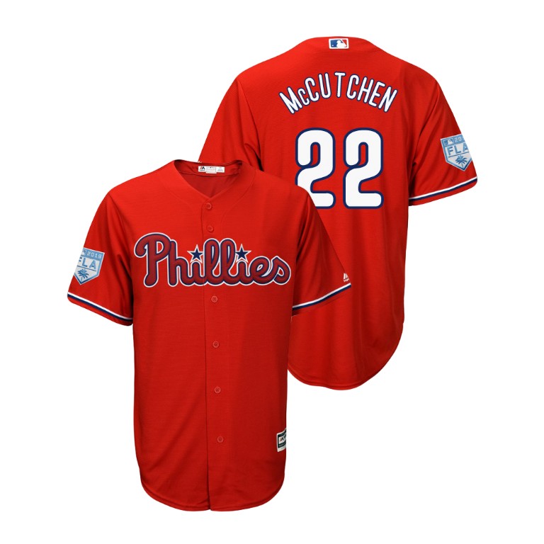 Philadelphia Phillies Scarlet #22 Andrew McCutchen Cool Base Jersey 2019 Spring Training Philadelphia Phillies Scarlet #22 Andrew McCutchen Cool Base Jersey 2019 Spring Training