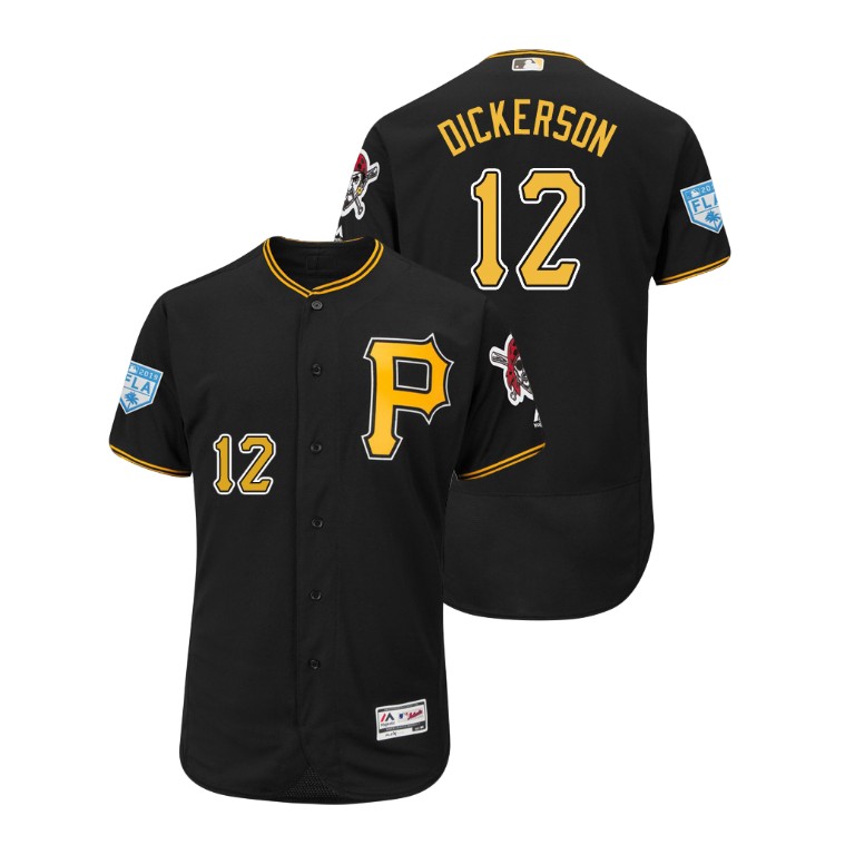 Pittsburgh Pirates Black #12 Corey Dickerson Flex Base Jersey 2019 Spring Training