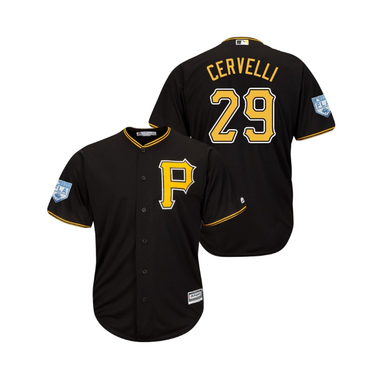 Pittsburgh Pirates Black #29 Francisco Cervelli Cool Base Jersey 2019 Spring Training