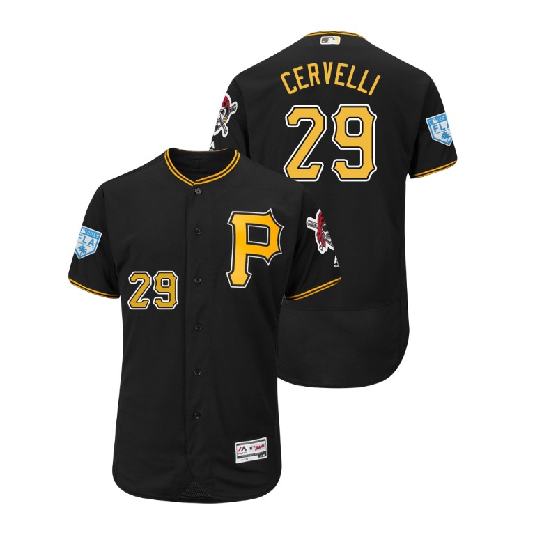 Pittsburgh Pirates Black #29 Francisco Cervelli Flex Base Jersey 2019 Spring Training