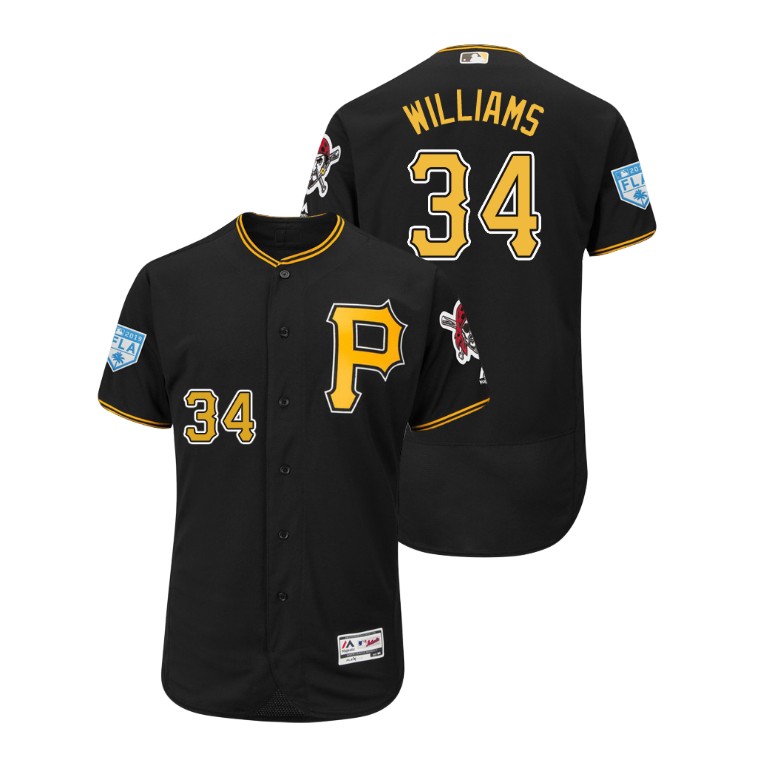 Pittsburgh Pirates Black #34 Trevor Williams Flex Base Jersey 2019 Spring Training