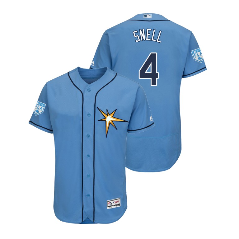 Tampa Bay Rays Light Blue #4 Blake Snell Flex Base Jersey 2019 Spring Training Tampa Bay Rays Light Blue #4 Blake Snell Flex Base Jersey 2019 Spring Training