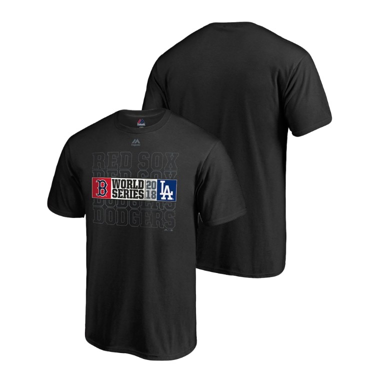 Boston Red Sox vs. Los Angeles Dodgers Strike Black Matchup Majestic T-Shirt 2018 World Series Boston Red Sox vs. Los Angeles Dodgers Strike Black Matchup Majestic T-Shirt 2018 World Series