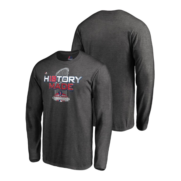 Boston Red Sox Locker Room Long Sleeve Charcoal Majestic T-Shirt 2018 World Series Champions Boston Red Sox Locker Room Long Sleeve Charcoal Majestic T-Shirt 2018 World Series Champions