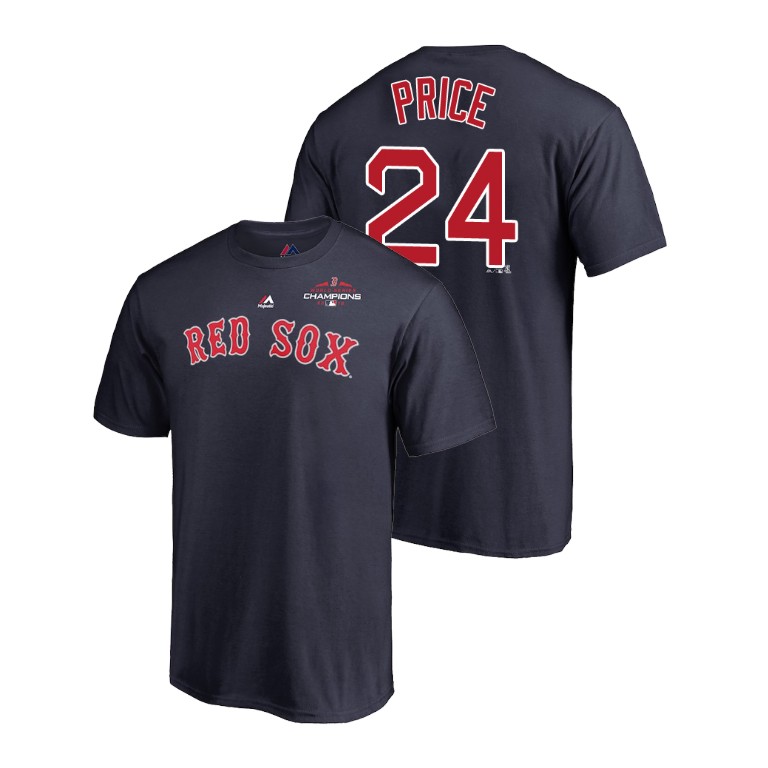 Boston Red Sox Navy #24 David Price Majestic T-Shirt 2018 World Series Champions