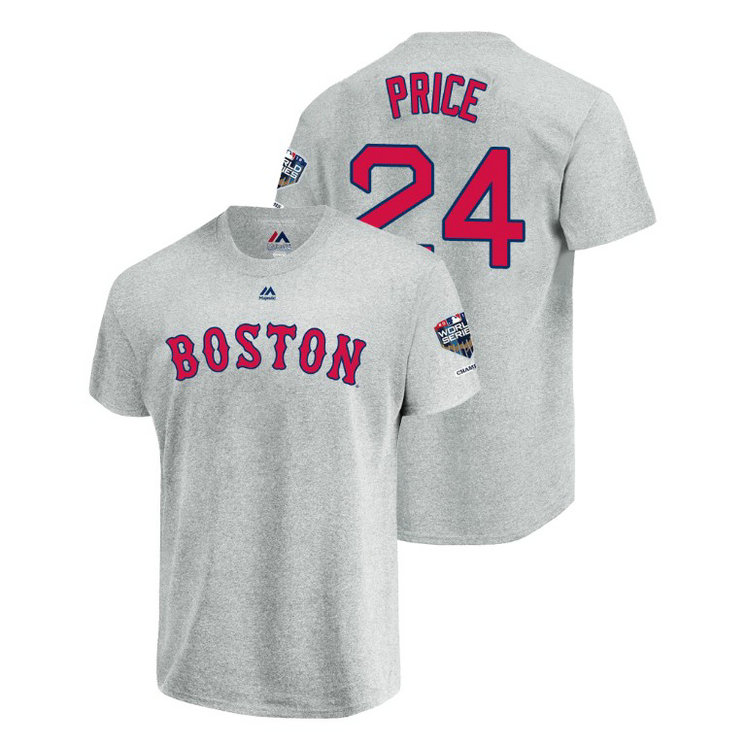 Boston Red Sox Gray #24 David Price Sleeve Patch T-Shirt 2018 World Series Champions Boston Red Sox Gray #24 David Price Sleeve Patch T-Shirt 2018 World Series Champions