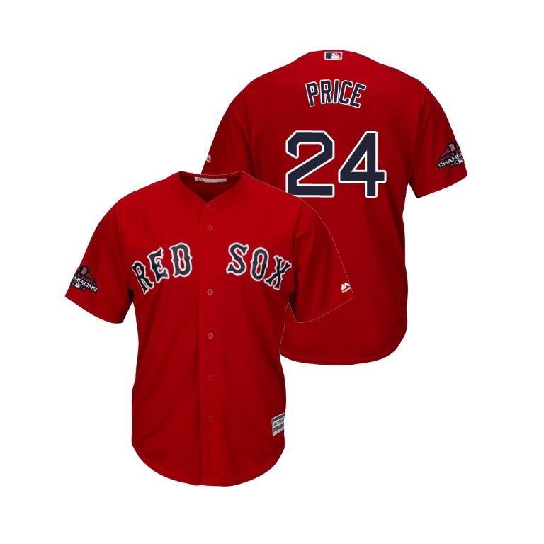 Boston Red Sox Scarlet #24 David Price Team Logo Patch Jersey 2018 World Series Champions