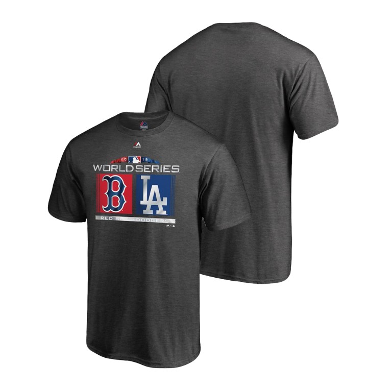 Boston Red Sox vs. Los Angeles Dodgers Zone Heather Gray Matchup Majestic T-Shirt 2018 World Series Boston Red Sox vs. Los Angeles Dodgers Zone Heather Gray Matchup Majestic T-Shirt 2018 World Series
