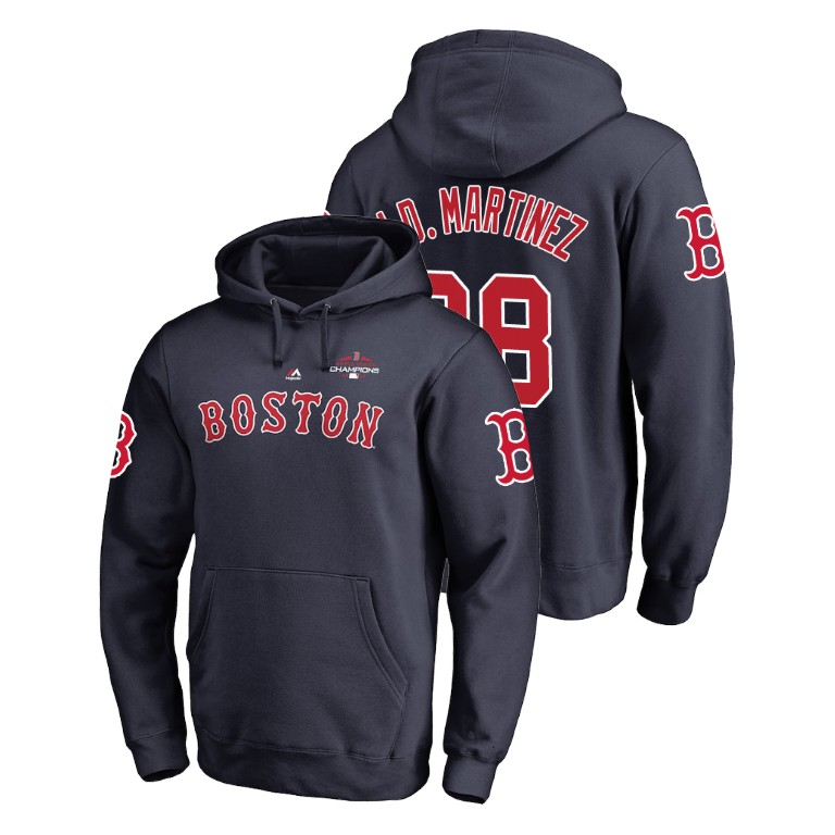 Boston Red Sox #28 Navy J.D. Martinez Pullover Majestic Hoodie 2018 World Series Champions