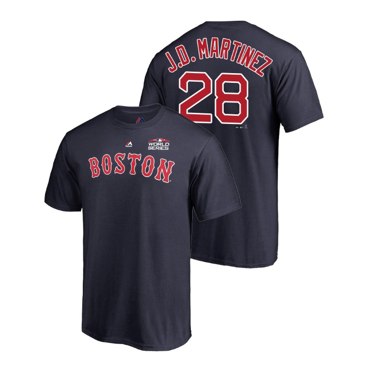 Boston Red Sox Navy #28 J.D. Martinez Majestic T-Shirt 2018 World Series Boston Red Sox Navy #28 J.D. Martinez Majestic T-Shirt 2018 World Series