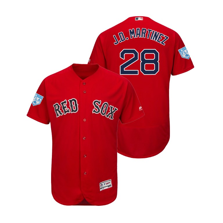 Boston Red Sox Scarlet #28 J.D. Martinez Flex Base Jersey 2019 Spring Training
