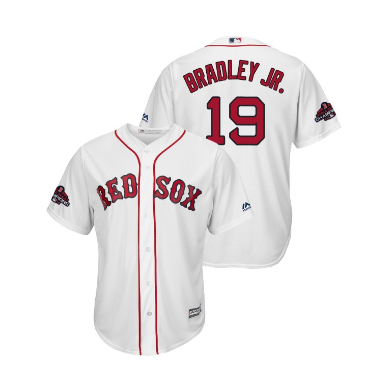Boston Red Sox White #19 Jackie Bradley Jr. Team Logo Patch Jersey 2018 World Series Champions