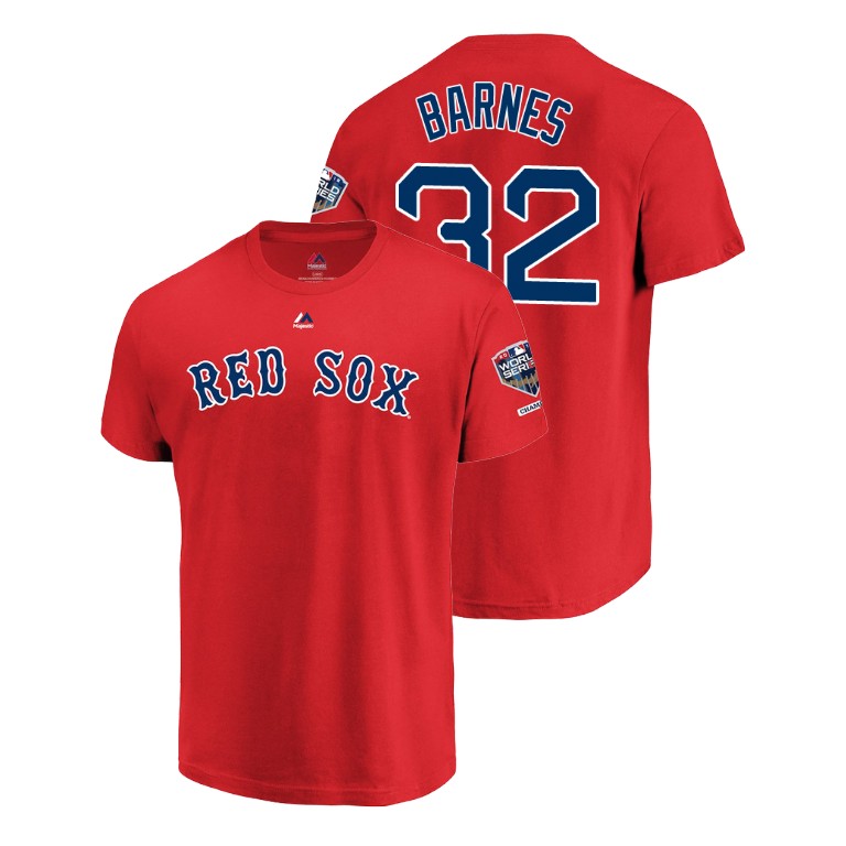 Boston Red Sox Red #32 Matt Barnes Sleeve Patch T-Shirt 2018 World Series Champions