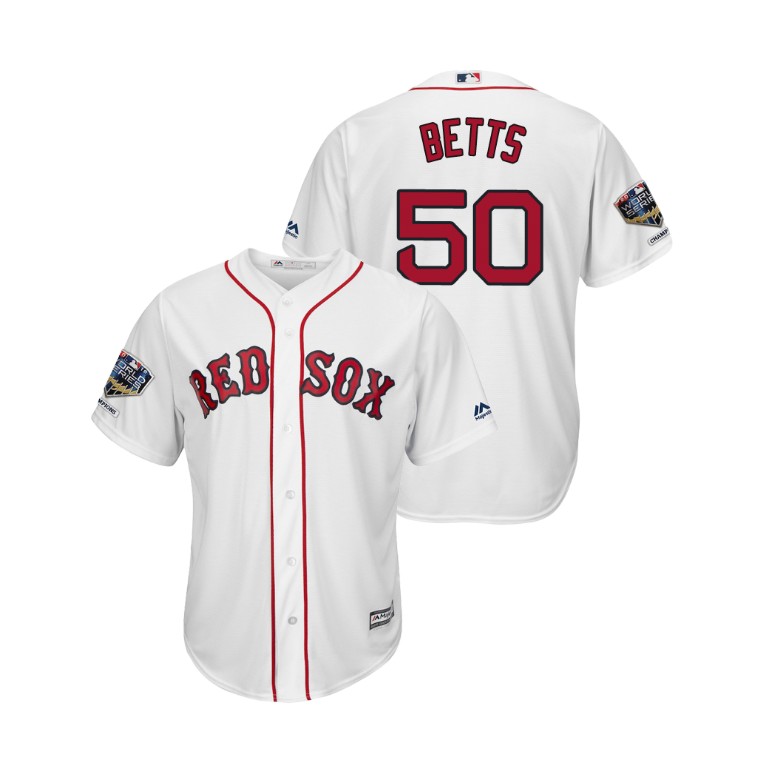 Boston Red Sox White #50 Mookie Betts Cool Base Jersey 2018 World Series Champions