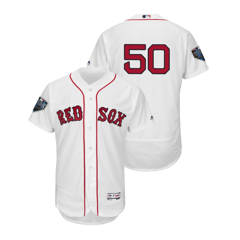 Boston Red Sox White #50 Mookie Betts Flex Base Jersey 2018 World Series