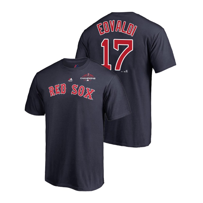 Boston Red Sox Navy #17 Nathan Eovaldi Majestic T-Shirt 2018 World Series Champions