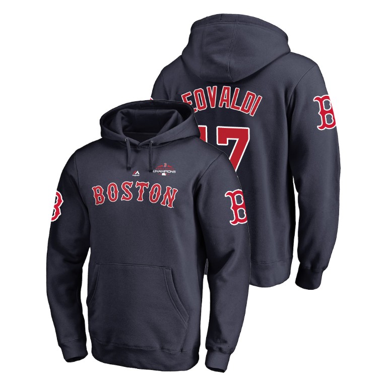 Boston Red Sox #17 Navy Nathan Eovaldi Pullover Majestic Hoodie 2018 World Series Champions Boston Red Sox #17 Navy Nathan Eovaldi Pullover Majestic Hoodie 2018 World Series Champions