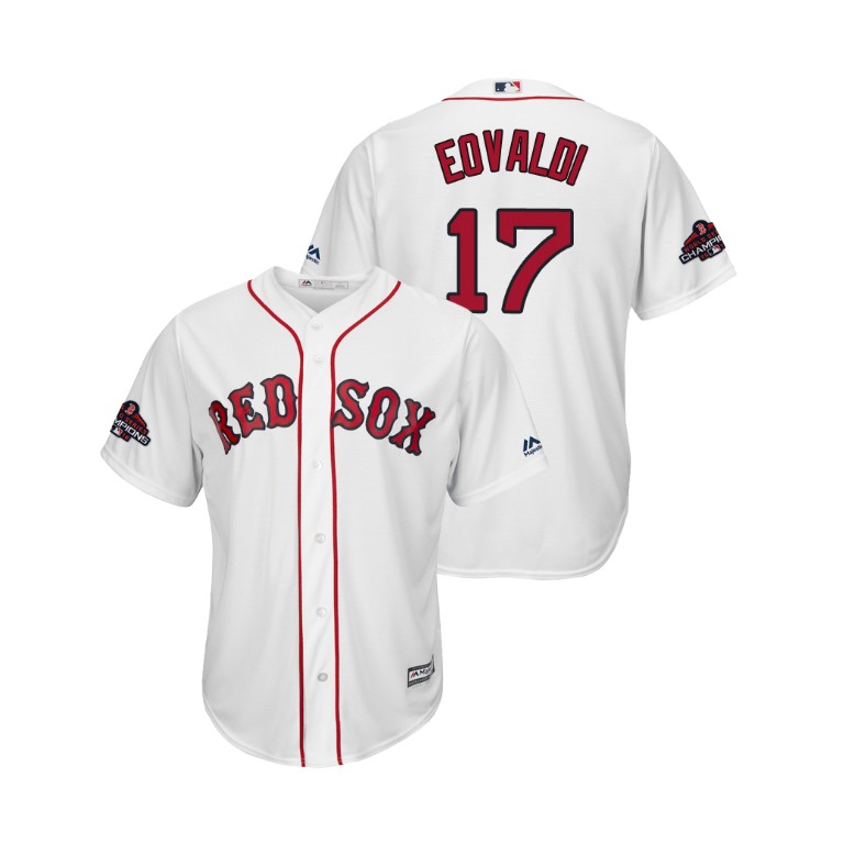 Boston Red Sox White #17 Nathan Eovaldi Team Logo Patch Jersey 2018 World Series Champions Boston Red Sox White #17 Nathan Eovaldi Team Logo Patch Jersey 2018 World Series Champions