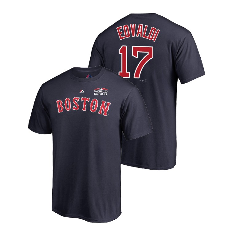 Boston Red Sox Navy #17 Nathan Eovaldi Majestic T-Shirt 2018 World Series Boston Red Sox Navy #17 Nathan Eovaldi Majestic T-Shirt 2018 World Series