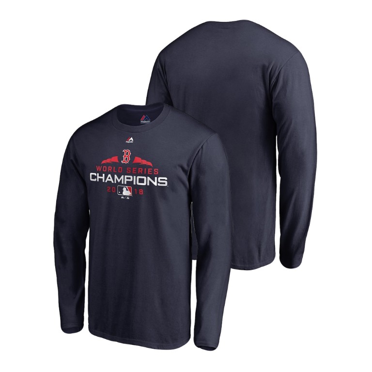 Boston Red Sox Executive Logo Long Sleeve Navy Majestic T-Shirt 2018 World Series Champions Boston Red Sox Executive Logo Long Sleeve Navy Majestic T-Shirt 2018 World Series Champions
