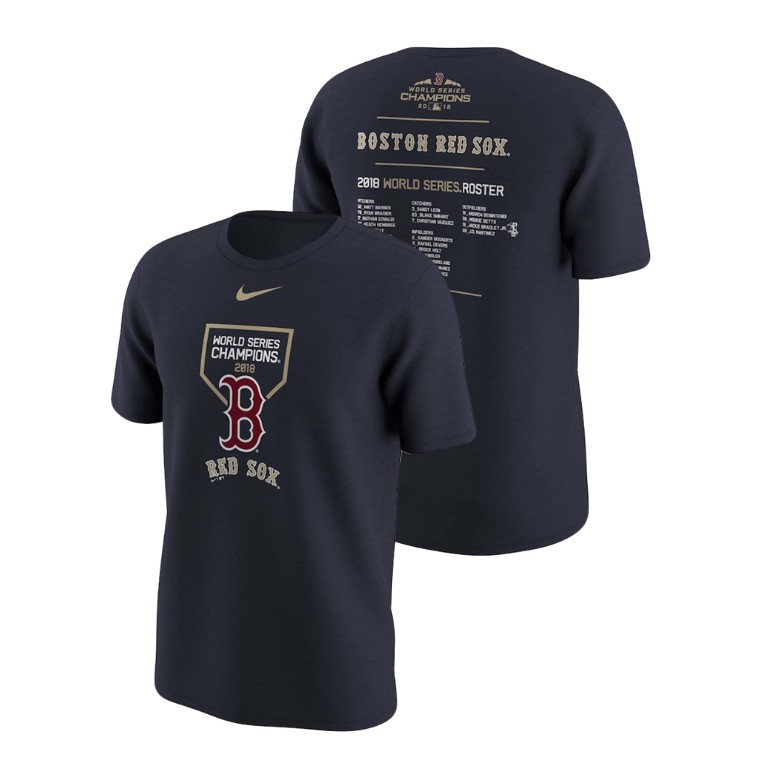 Boston Red Sox Roster Navy Nike T-Shirt 2018 World Series Champions Boston Red Sox Roster Navy Nike T-Shirt 2018 World Series Champions