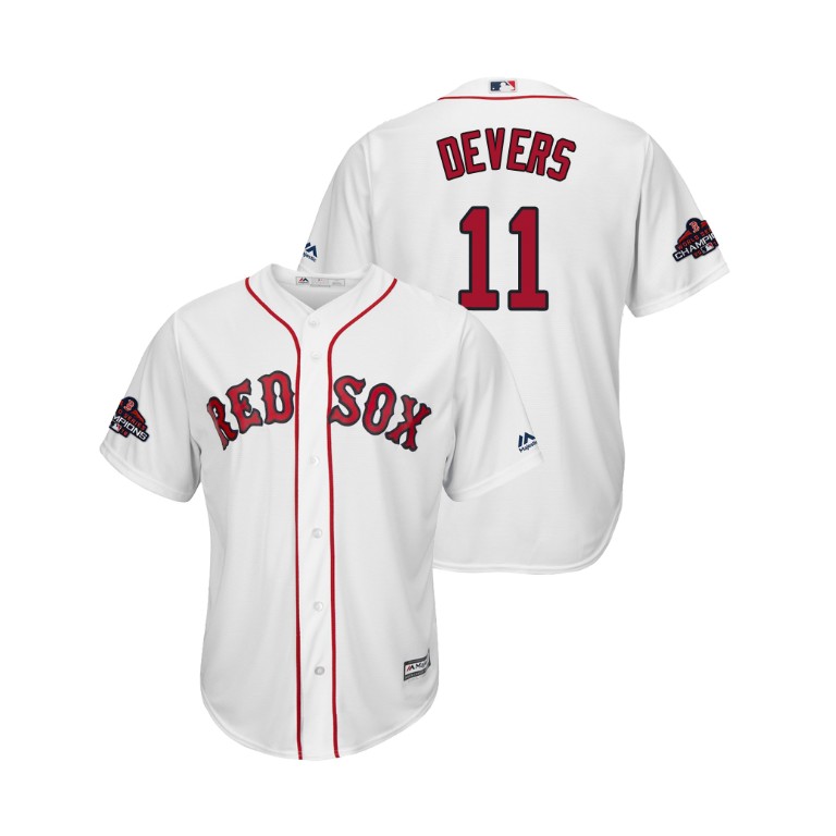 Boston Red Sox White #11 Rafael Devers Team Logo Patch Jersey 2018 World Series Champions