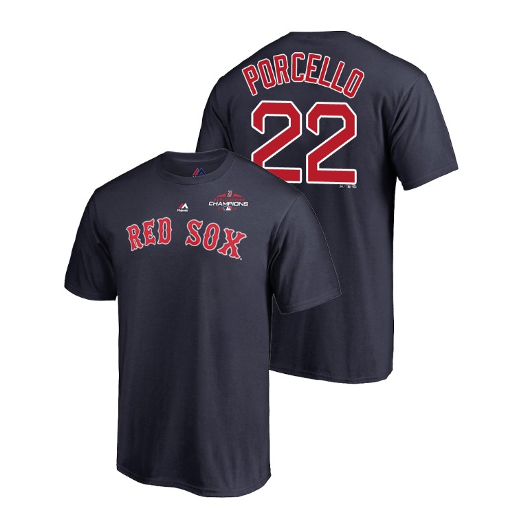 Boston Red Sox Navy #22 Rick Porcello Majestic T-Shirt 2018 World Series Champions