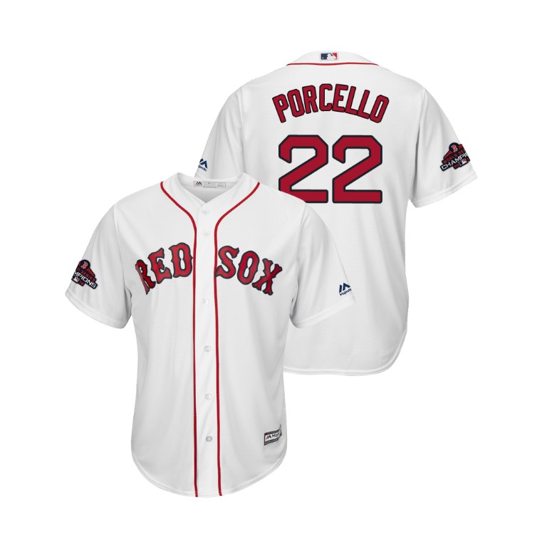 Boston Red Sox White #22 Rick Porcello Team Logo Patch Jersey 2018 World Series Champions Boston Red Sox White #22 Rick Porcello Team Logo Patch Jersey 2018 World Series Champions