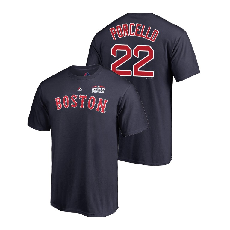 Boston Red Sox Navy #22 Rick Porcello Majestic T-Shirt 2018 World Series