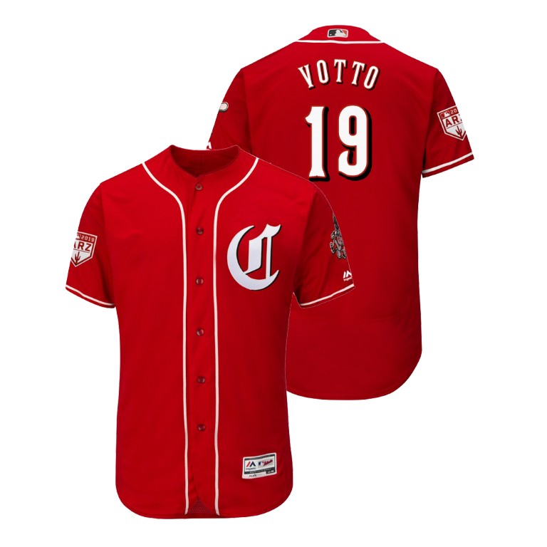 Cincinnati Reds Scarlet #19 Joey Votto Flex Base Jersey 2019 Spring Training Cincinnati Reds Scarlet #19 Joey Votto Flex Base Jersey 2019 Spring Training