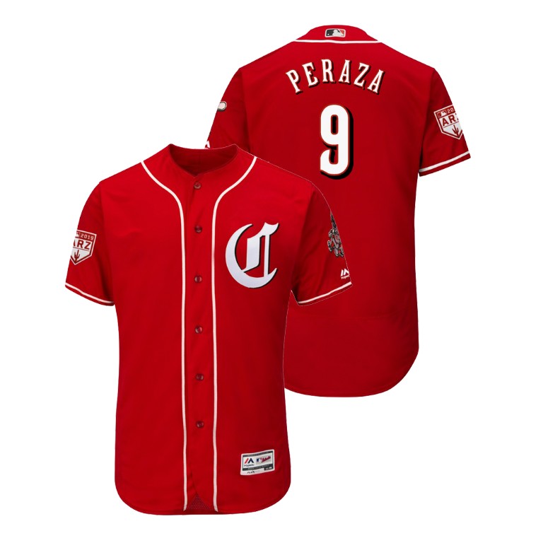 Cincinnati Reds Scarlet #9 Jose Peraza Flex Base Jersey 2019 Spring Training Cincinnati Reds Scarlet #9 Jose Peraza Flex Base Jersey 2019 Spring Training