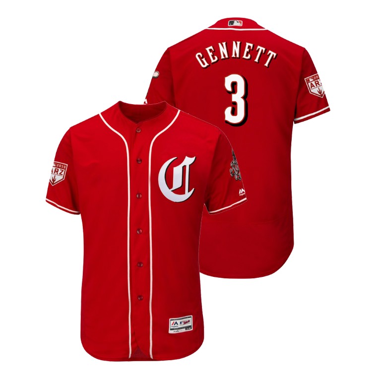 Cincinnati Reds Scarlet #3 Scooter Gennett Flex Base Jersey 2019 Spring Training Cincinnati Reds Scarlet #3 Scooter Gennett Flex Base Jersey 2019 Spring Training