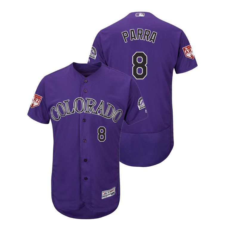 Colorado Rockies Purple #8 Gerardo Parra Flex Base Jersey 2019 Spring Training Colorado Rockies Purple #8 Gerardo Parra Flex Base Jersey 2019 Spring Training