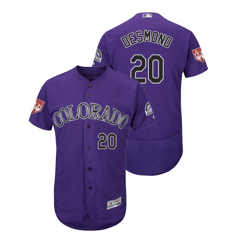 Colorado Rockies Purple #20 Ian Desmond Flex Base Jersey 2019 Spring Training Colorado Rockies Purple #20 Ian Desmond Flex Base Jersey 2019 Spring Training