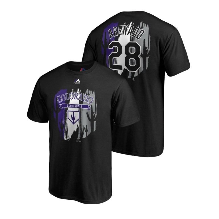 Colorado Rockies Black #28 Nolan Arenado Majestic T-Shirt 2019 Spring Training Colorado Rockies Black #28 Nolan Arenado Majestic T-Shirt 2019 Spring Training