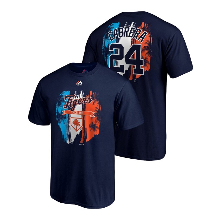Detroit Tigers Navy #24 Miguel Cabrera Majestic T-Shirt 2019 Spring Training Detroit Tigers Navy #24 Miguel Cabrera Majestic T-Shirt 2019 Spring Training