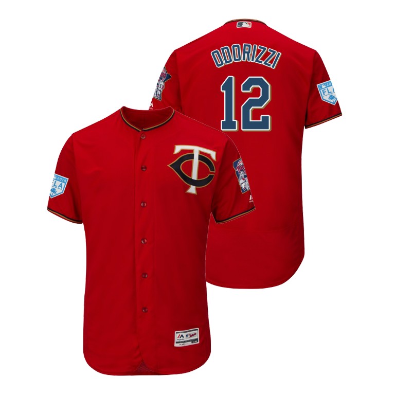 Minnesota Twins Scarlet #12 Jake Odorizzi Flex Base Jersey 2019 Spring Training