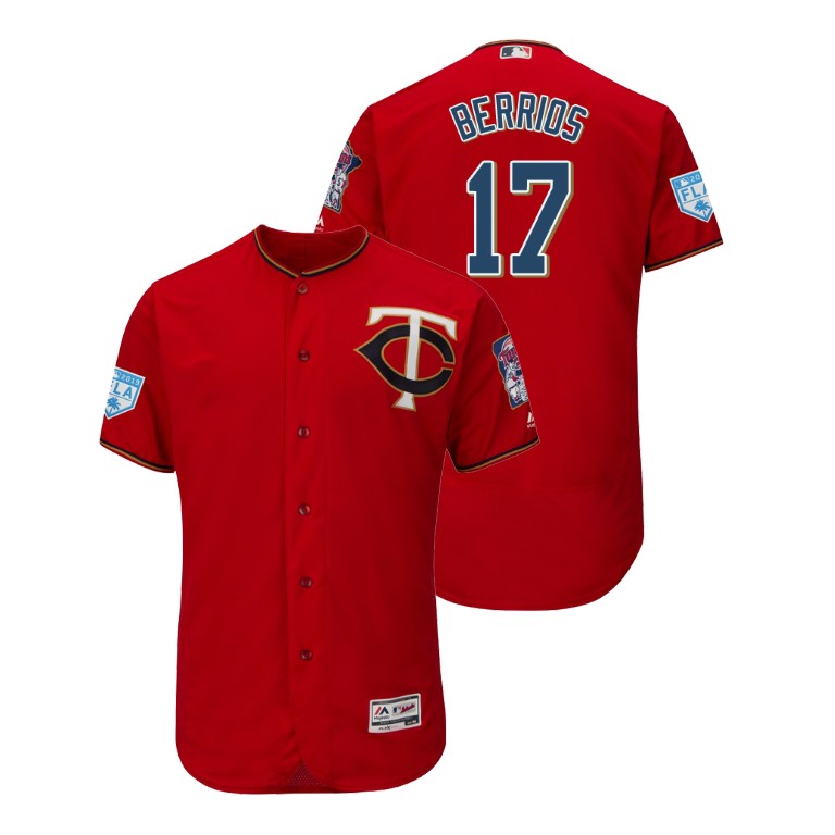 Minnesota Twins Scarlet #17 Jose Berrios Flex Base Jersey 2019 Spring Training Minnesota Twins Scarlet #17 Jose Berrios Flex Base Jersey 2019 Spring Training