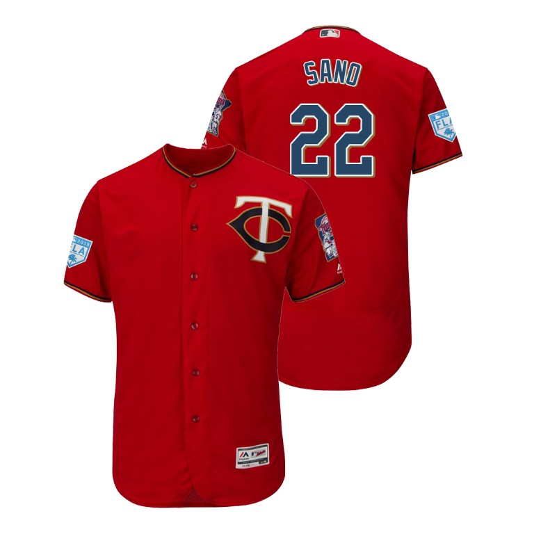 Minnesota Twins Scarlet #22 Miguel Sano Flex Base Jersey 2019 Spring Training