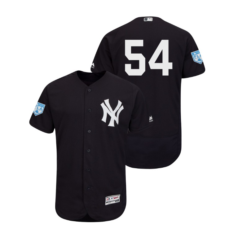 New York Yankees Navy #54 Aroldis Chapman Flex Base Jersey 2019 Spring Training