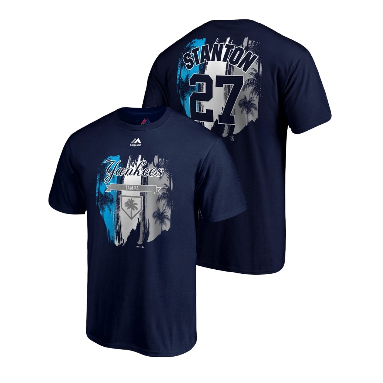 New York Yankees Navy #27 Giancarlo Stanton Majestic T-Shirt 2019 Spring Training New York Yankees Navy #27 Giancarlo Stanton Majestic T-Shirt 2019 Spring Training