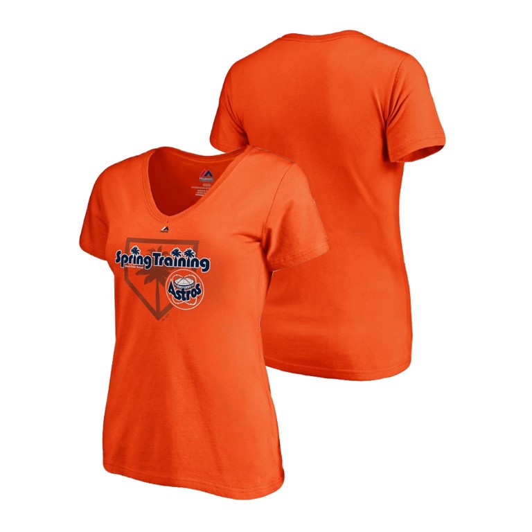 Women - Houston Astros Vintage Orange V-Neck T-Shirt 2019 Spring Training