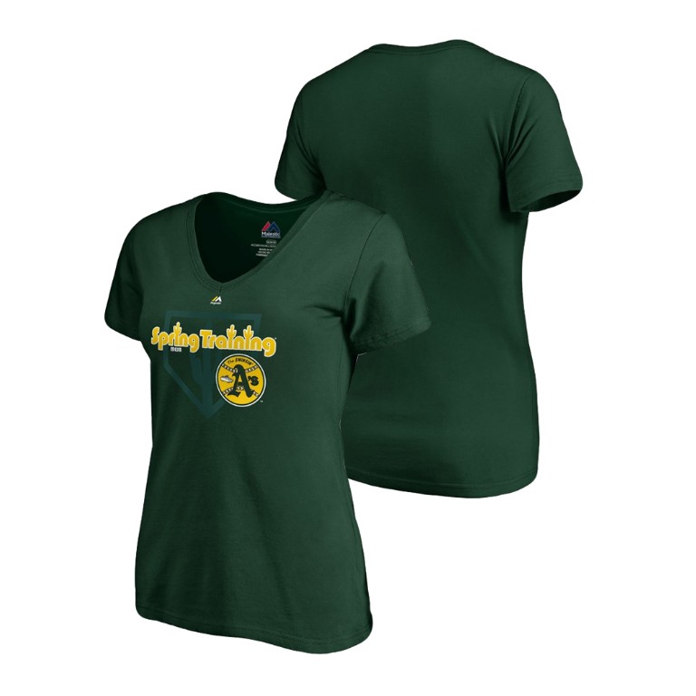 Women - Oakland Athletics Vintage Green V-Neck T-Shirt 2019 Spring Training Women - Oakland Athletics Vintage Green V-Neck T-Shirt 2019 Spring Training