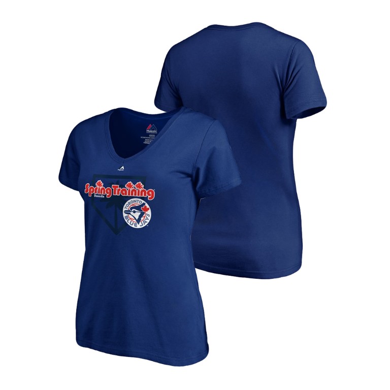 Women - Toronto Blue Jays Vintage Royal V-Neck T-Shirt 2019 Spring Training Women - Toronto Blue Jays Vintage Royal V-Neck T-Shirt 2019 Spring Training