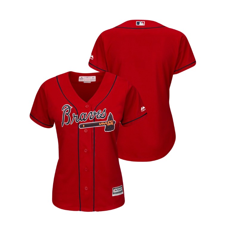 Women - Atlanta Braves Scarlet 2019 Cool Base Alternate Jersey Women - Atlanta Braves Scarlet 2019 Cool Base Alternate Jersey