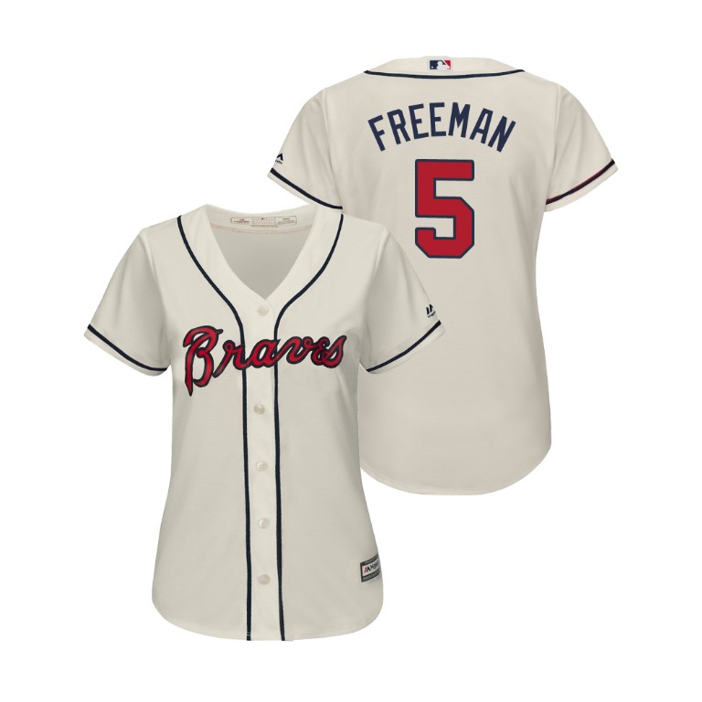 Women - Atlanta Braves Cream #5 2019 Cool Base Freddie Freeman Alternate Jersey Women - Atlanta Braves Cream #5 2019 Cool Base Freddie Freeman Alternate Jersey